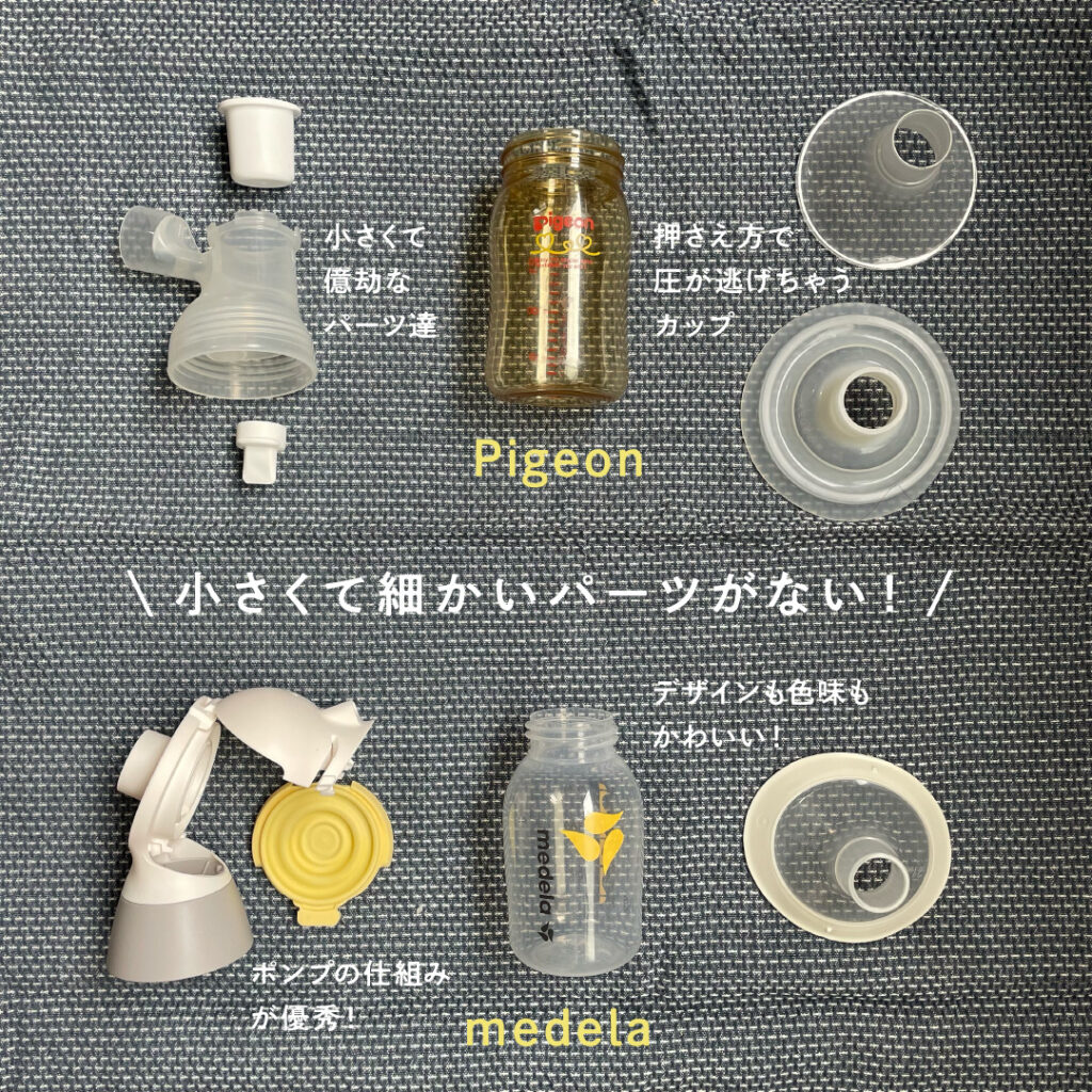 PigeonとM edelaのパーツ数比較